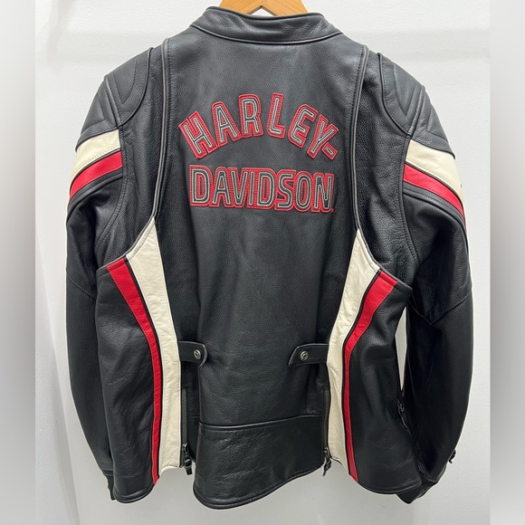 Harley-Davidson Black, Red, and White Leather Jacket - Picture 2 of 16